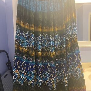 Floral Blue and Green Women's Skirt
